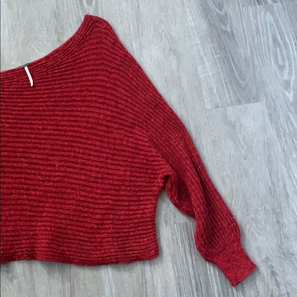 Free People Red Off Shoulder Sweater - Picture 2 of 5